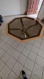 tavolo ottagonale ottone vintage piano in vetro