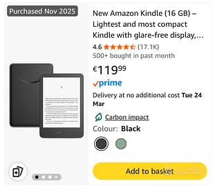 Kindle 16 GB nero No-Ads Nuovo