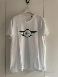 Cotone organico t-shirt bianca logo Mini Cooper