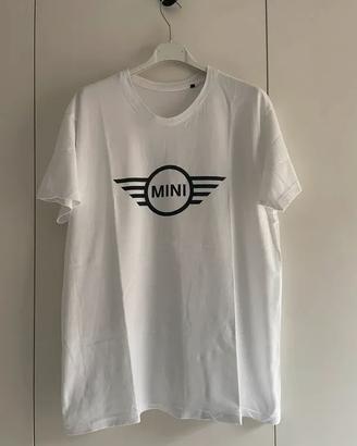 Cotone organico t-shirt bianca logo Mini Cooper
