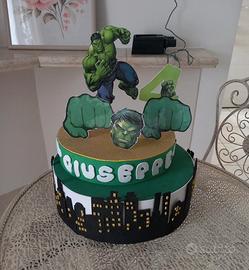 torta gomma Eva nome Giuseppe tema Hulk 