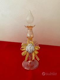 Boccetta decorativa in vetro con fiocco giallo