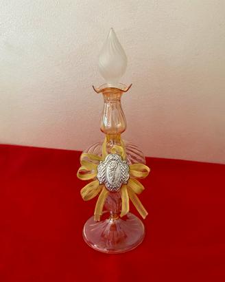 Boccetta decorativa in vetro con fiocco giallo