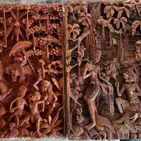 Quadri intagliati a mano in legno teak thailandese