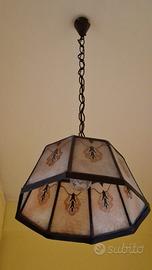 coppia lampadari tiffany ottagonale anni 70