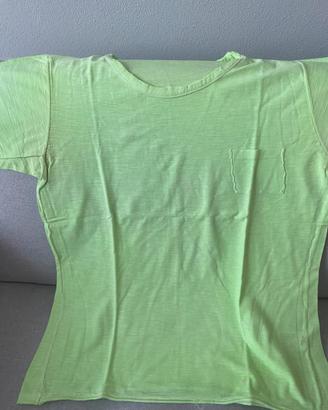 T-shirt verde acido con taschino collo tondo tg.L