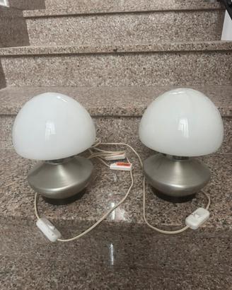 Coppia di abat-jour vintage vetro bianco anni 70