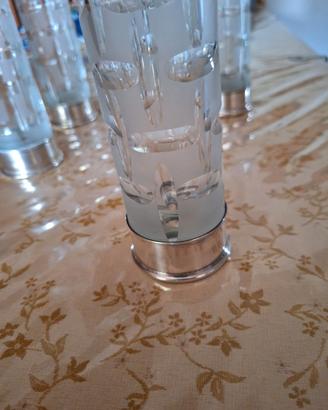 bicchieri in cristallo con base in argento puro
