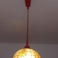 Lampadario vintage in vetro lavorato