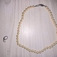 Set orecchini argento 925 e collana con perle