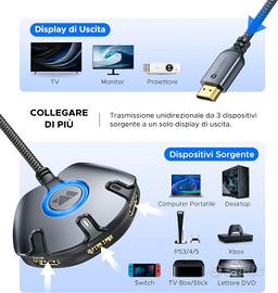4K HDMI Switch 3 in 1 Out Xbox, PS5/4