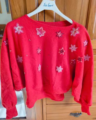 Maglione da donna in lana con inserti natalizi