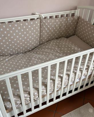 Lettino con sbarre Pali con materasso e paracolpi