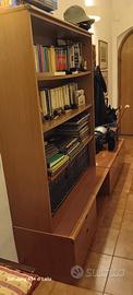 LIBRERIA CON CASSETTONE IN LEGNO PREGIATO