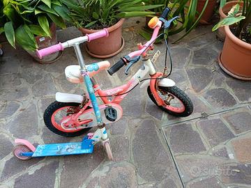 Monopattino e bicicletta bambina