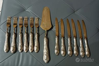 Antico set di posate da dessert Solingen d'Argento