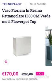 Fioriera resina bianca h 80 cm