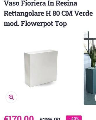 Fioriera resina bianca h 80 cm