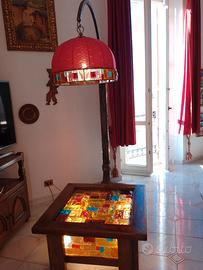 Tavolino e Lampadario da Terra Antico Pezzi Rari