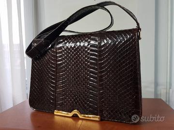 BORSA vintage in VERA PELLE MARRONE anni '70