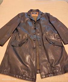 Giaccone in pelle nero Armani jeans taglia 52 