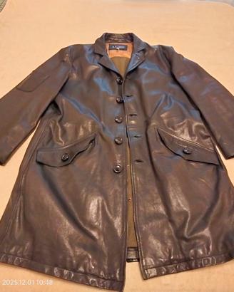 Giaccone in pelle nero Armani jeans taglia 52 