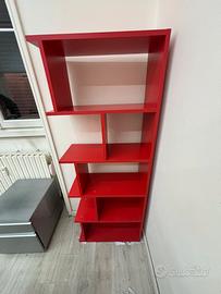 Libreria design moderna rossa a scomparti