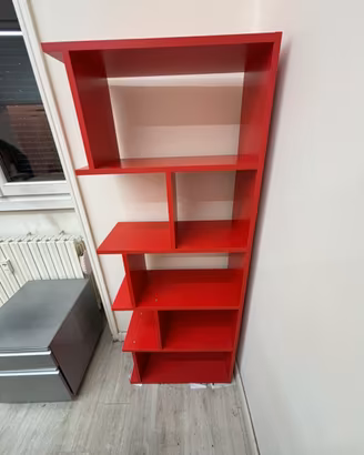 Libreria design moderna rossa a scomparti