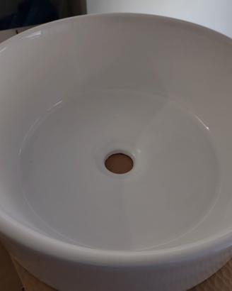 Lavabo tondo NUOVO da appoggio bianco lucido