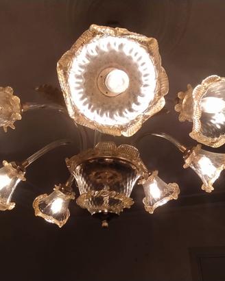Lampadario Antico in Vetro di Murano + 2 Lampade