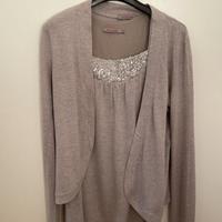 Set donna 2pezzi cardigan+canotta+paillettes-T.S