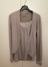 Set donna 2pezzi cardigan+canotta+paillettes-T.S