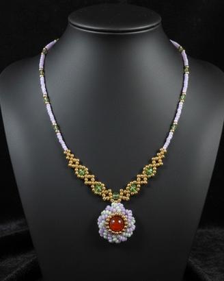 Collana Vintage elegante Ciondolo Corniola Rossa
