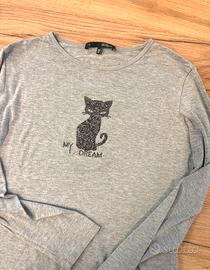 Les Copains swarovsky sweater size 46 with cat