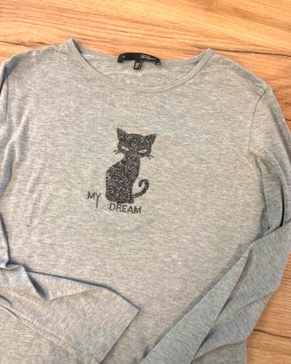 Les Copains swarovsky sweater size 46 with cat