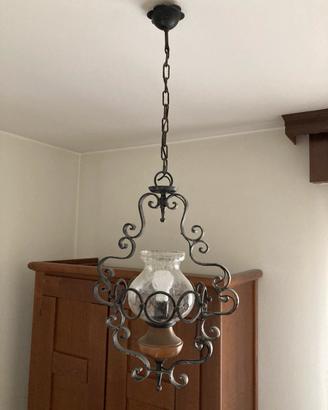 Lampadario in ferro battuto Vintage