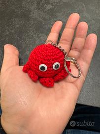 Portachiavi polpo rosso hand made uncinetto