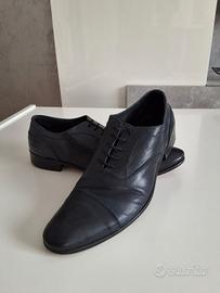 Scarpe inglesina con lacci, pelle blu n. 45
