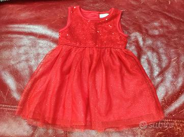 abitino neonata rosso  con paillettes 