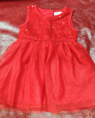 abitino neonata rosso  con paillettes 
