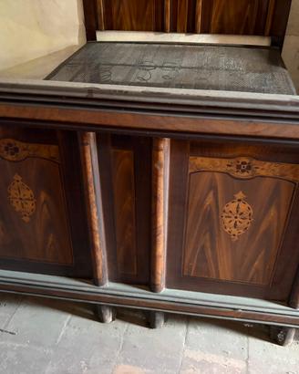 Mobile letto in legno con rete materasso in ferro