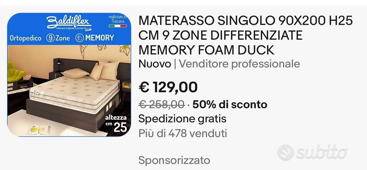 Materasso memory nuovo cm 90x200 - Arredamento e Casalinghi In vendita a  Siena
