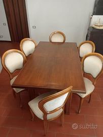 Tavolo in legno classico con sedie 180/360x100