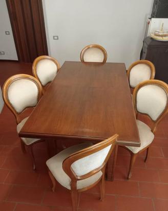 Tavolo in legno classico con sedie 180/360x100
