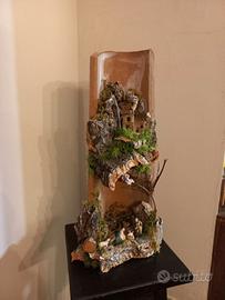 Presepe artigianale su coppo in terracotta