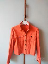 Giubbino jeans da donna colore arancio