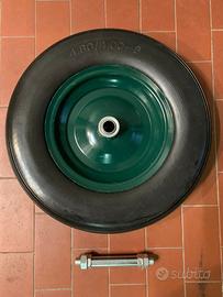 ruota per carriola in gomma piena con asse