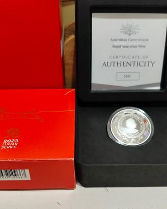 Dollari Australia 2023 Argento Lunar Coniglio Dome
