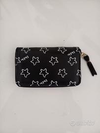 Dodo Portafoglio monete zip pelle nera con stampa 