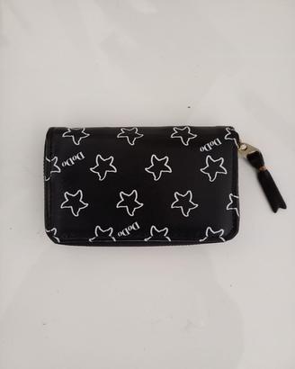 Dodo Portafoglio monete zip pelle nera con stampa 